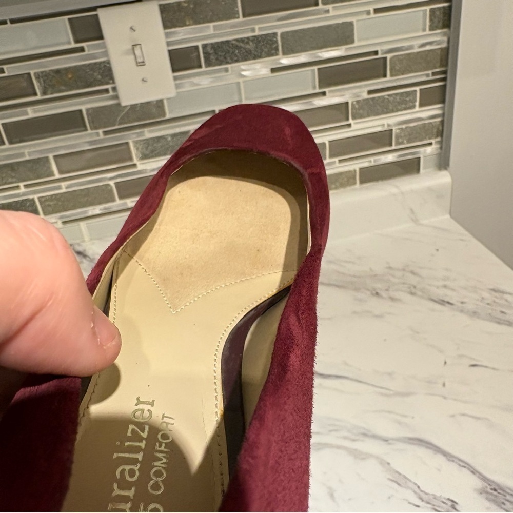 Naturalizer N5 comfort suede pumps silver heel accent leather uppers 7.5 - Picture 9 of 16